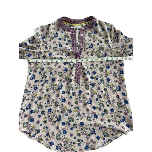 Boden Silk Floral Blouse Size 8 Peasant Boho Tunic Workwear Top Classic Chic - Picture 5 of 7